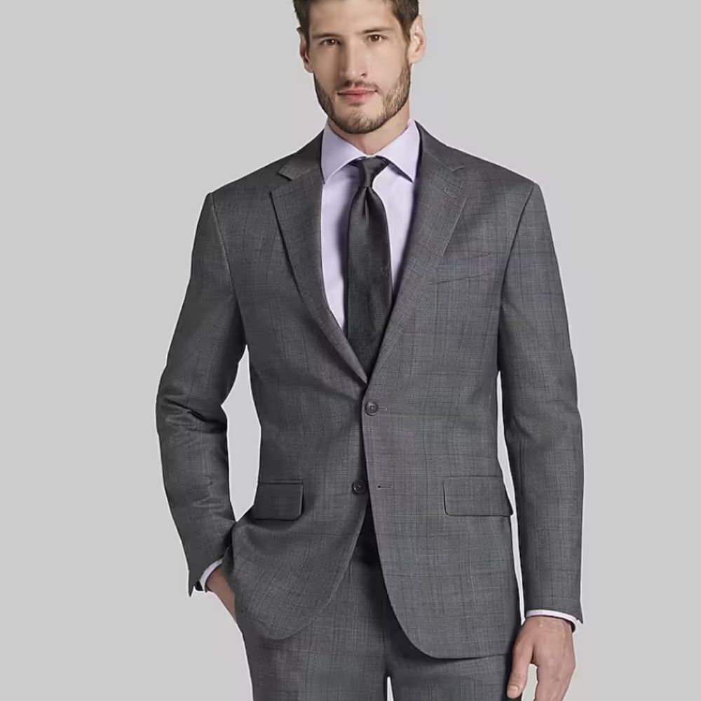 Jos. A. Bank Grey Plaid Wool Sportcoat‎ Size 46R JOSEPH C38